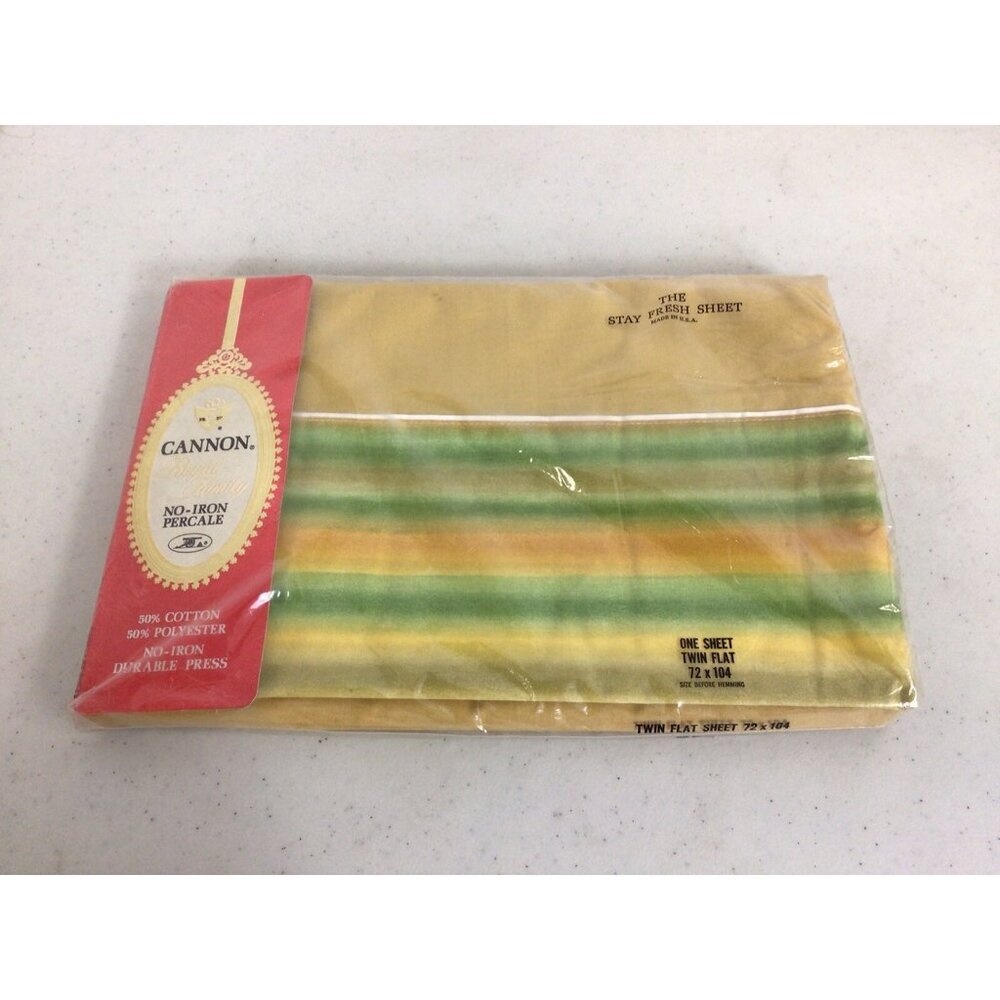 Cannon Vintage Twin Flat Bed Sheet Mid Century Ombré New